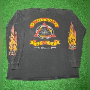 Motorcycle Long Sleeve Flame Hit XL Black Faded Puttin Sober Arizona XL T Shirt